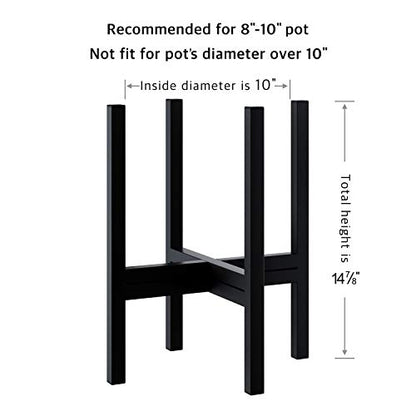 FaithLand Mid Century Plant Stand Indoor Outdoor (EXCLUDING 10" Plant Pot), Metal Planter Stand, Potted Plant Holder, Black, Hold Up to 10 Inch Planter - Fits Snake Plant - Upgraded Design. - size: 10 inch