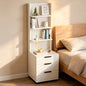 Night Stand, Tall Nightstand with 4-Tier Shelves and 3 Drawers, Bed Side Table for Bedroom, Hallway, Study Room and Home Office