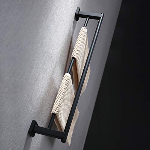 Miyili 23.6-Inch Matte Black Double Towel Bar - SUS 304 Stainless Steel Bathroom Towel Holder Rack - color: Matte Black, size: 24-Inch