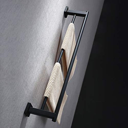 Miyili 23.6-Inch Matte Black Double Towel Bar - SUS 304 Stainless Steel Bathroom Towel Holder Rack - color: Matte Black, size: 24-Inch