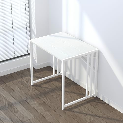Lutown-Teen Small Folding Desk 32 inch, No Assembly Required Small Office Desk, Writing Gaming Computer Camping Desk, White - color: White, size: 32 Inch