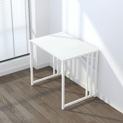Lutown-Teen Small Folding Desk 32 inch, No Assembly Required Small Office Desk, Writing Gaming Computer Camping Desk, White - color: White, size: 32 Inch