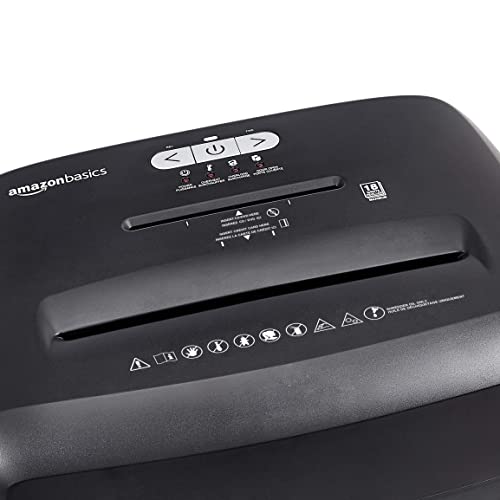 Amazon Basics 18 Sheet Cross Cut Paper, CD, and Credit Card Shredder with 6 Gallon Bin, 30 Minutes Continuous Run Time, Black - color: Black, size: 18 Sheet