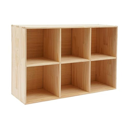 10 Cube Solid Wood Bookcase Organizer, 35.43" Long Floor Standing Bookshelf, Open Storage Display Cabinet for Living Room Bedroom Office Hallway Entryway (6 Cube) - size: 6 Cube