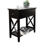 ChooChoo End Table, Flip Top Narrow End Table with Drawer | Narrow Side Table with Flip Top, Accent Small Side Table Nightstand for Living Room, Bedroom, and Small Spaces, Black - color: Black, size: 1 Pack, style: Without Power