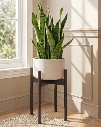 Bamworld 16.9in Adjustable Plant Stand Indoor Bamboo Plant Stand for Single Plant Pot Mid Century Plant Stands Fit 8 9 10 11 12 Inches Plant Pot Tea Brown Plant Holder for Living Room Balcony Garden Patio Bedroom - color: Tea Brown, size: 16.9in