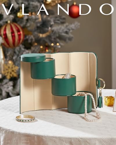 VLANDO Wedding Gifts for Women, Travel Jewelry Box, Bridal Shower Bridesmaid Gifts for Wedding Day Bride Gifts, Bridesmaid Proposal Gifts, Travel Jewelry Organizer - Green - color: Green