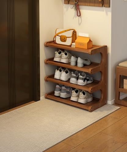 Shoe Rack Bamboo Stackable Freestanding Wooden Shoe Storage Storage Rack Suitable for Narrow entryways,Closets,garages, and Dorm Rooms (Light Brown, 4 Tier (19.68 in)) - size: 4 Tier (19.68 in)