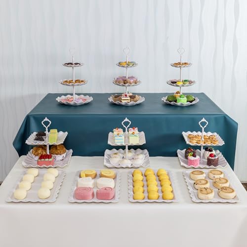 Biodegradable Cupcake Stand Holder, Dessert Table Display Set, Treat Table Candy Cake Desert Tiered Tray, 3 Tier Serving Trays for Tea Party, Wedding Baby Shower Bridal Shower Decorations（10 PCS ）