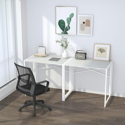 Lutown-Teen Small Folding Desk 32 inch, No Assembly Required Small Office Desk, Writing Gaming Computer Camping Desk, White - color: White, size: 32 Inch