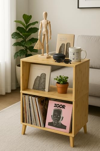Bamboo Coffee Table Set of 2 – Modern End Tables for Living Room – Compact Side Corner Tables for Sofa or Bedroom – Minimalist Natural Wood Accent Furniture