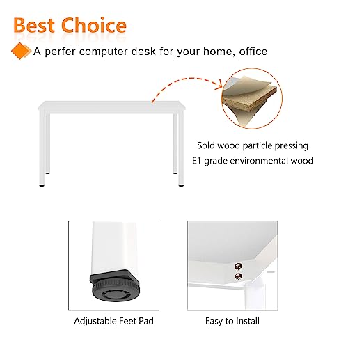 Need 55 Inch Large Computer Desk - Modern Simple Style Home Office Gaming Desk, Basic Writing Table for Study Student, White Metal Frame, White - color: White, size: 55 inches
