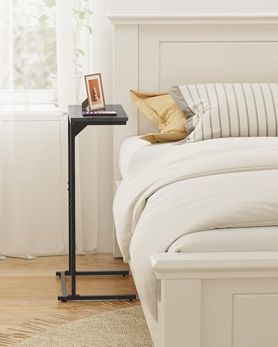 TUTOTAK C Shaped End Table, Small Side Table, 28.7 inch Tall Couch Table, Sofa Table, Living Room, Bed Room, Charcoal Grey TB01BY071 - color: Charcoal Grey