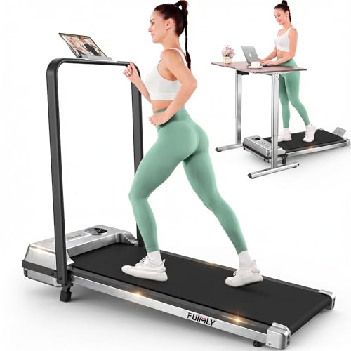 FUNMILY Upgrade Walking Pad Folding Treadmill with 12%/15% Incline & Handle Bar, 3.5HP Foldable Under Desk Compact Treadmills for Home/Office/Gym, 400+lb Capacity, Shock Absorption - color: Gray