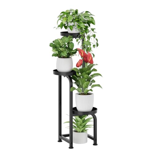 Bamworld Tall Plant Stand Indoor Outdoor, Corner Metal Flower Pot Stands for Multiple Plants, 3 Tier Heavy Duty Plant Shelf for Patio Garden Balcony Living Room Bedroom - color: Matte Black, style: Spiral 3Tier