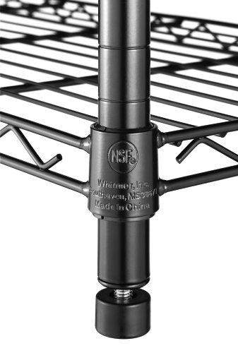 Whitmor Supreme 5 Tier Adjustable Shelving - 500 Pound Weight Capacity Per Shelf - Leveling Feet - color: Black, size: 18" x 48" x 74"