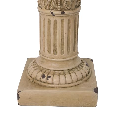 Christopher Knight Home 16.73" H Corinthian Pedestal Plant Stand, Decorative MGO Composite Side Table for Indoor Outdoor Entryway Garden Living Room Patio, Antique Yellow
