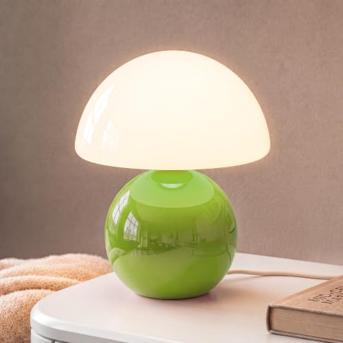 Dawnwake Mushroom Lamp Table Lamp for Bedroom,Desk Bedside Small Lamps for Living Room Night Stands,Mushroom Decor Cute Mini Modern Mid Century Lamps,Unique Aesthetic Home Living Room Decor(Green) - color: Green