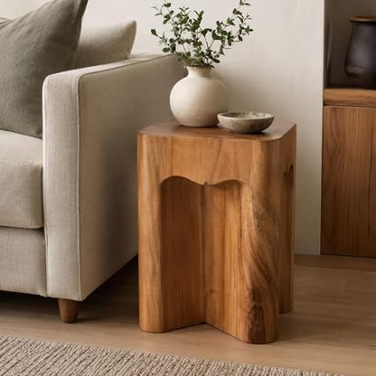Rutledge & King Wooden End Table - Unique Wooden Side Table - Mid Century Side Table - Saur Wood Decor - Small Accent Table - Mid Century Modern - color: Natural, style: Sheldon