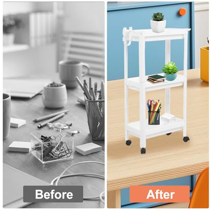 Tissting Bathroom Storage Rack 3-Tier, Plastic Freestanding Shelf | Multifunctional Organizer | Living Room & Bedroom & Kitchen | Space Saver(3 layers (with wheels)) - color: 3 Layers (With Wheels)
