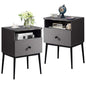 VECELO Night Stand Set of 2,Modern Solid Wood Nightstand with Storage Shelf and Drawer, Bedside Table End Table for Living Room,Bedroom,Entryway,Easy Assembly,Gray - color: Dark Gray(set of 2)