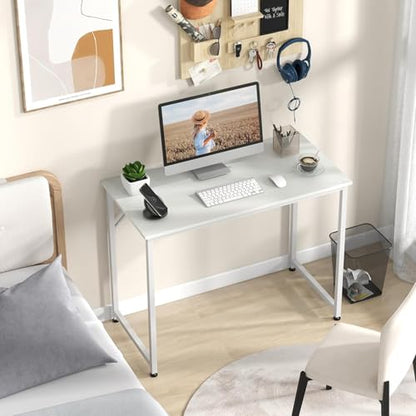 HOMGX Home Office Writing Desk, Laptop PC Workstation, 40-Inch Small Computer Desk w/Sturdy Metal Frame, Modern Simple Laptop Desk for Home Office, Bedroom, Study (White) - color: White