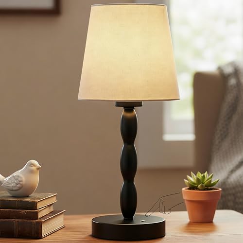 CASTLELIFE Rechargeable Cordless Table Lamp, 5000mAh Battery Powered Touch Desk Lamp, 3-Level & Stepless Dimmable Night Light, Portable Bedside Lamp for Bedroom, Outdoor, Bulb Included, Black - color: Black