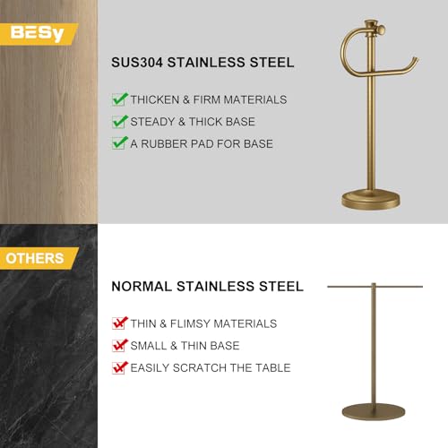 Stand Hand Towel Holder, Countertop Towel Bar, Antique Brass | 17 Inch Bathroom Towel Hanger, Freestanding Vanity Counter Top Towel Holder, Towel Ring Hardware Accessories, Stainless Steel - color: Antique Brass