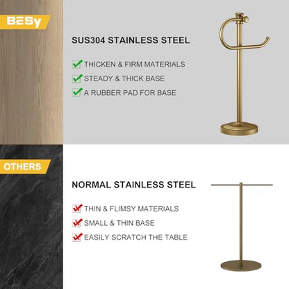 Stand Hand Towel Holder, Countertop Towel Bar, Antique Brass | 17 Inch Bathroom Towel Hanger, Freestanding Vanity Counter Top Towel Holder, Towel Ring Hardware Accessories, Stainless Steel - color: Antique Brass