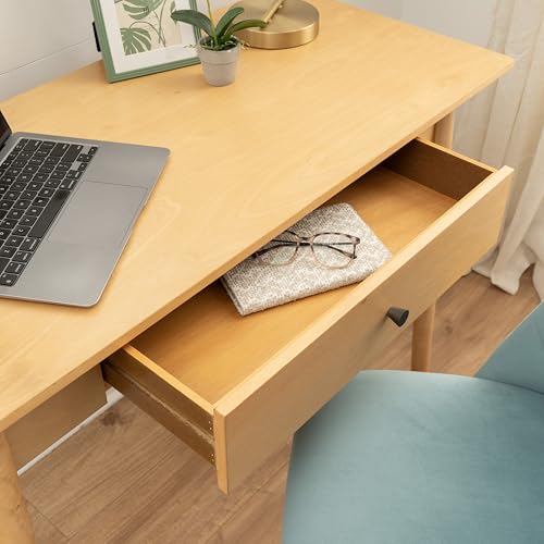 Linon Melissa Natural Wooden One Drawer Writing Desk - color: Natural