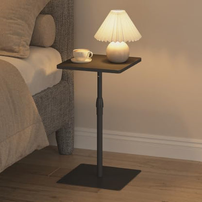 TUTOTAK Tall Side Table, Wide Top End Table, Adjustable Height Drink Table | Pedestal Table for Small Spaces, Accent Nightstand, livingroom, Bedroom, Black TB01BK097 - color: Black, size: 1 Pack, style: Square