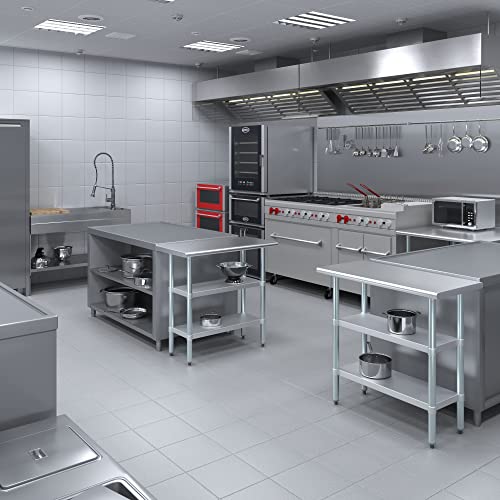 Stainless Steel Work Table with Second Undershelf – Compact Commercial Prep Table for Kitchen, Garage, or Bakery – NSF Certified (18" x 18") - size: 18x18