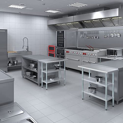 Stainless Steel Work Table with Second Undershelf – Compact Commercial Prep Table for Kitchen, Garage, or Bakery – NSF Certified (18" x 18") - size: 18x18