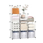 C&AHOME Cube Storage Organizer, 9-Cube Bookcase, Closet Cabinet White | DIY Stackable Bookshelf, Plastic Modular Shelving Units Ideal for Home, Office, Kids Room, 36.6" L x 12.4" W x 48.4" H - color: Transparent White