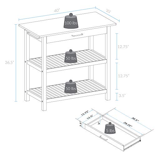 Kitchen Island with Solid Wood Top - color: Walnut Top, Black Base (New)
