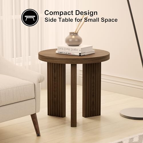 17.52" Small Round Side Table, Brown | Coffee Table with Smooth Thick Mesa, Circle End Table with X Shaped Stable Legs, Accent Tea Table for Living Room, Office - color: Brown, style: Side Table