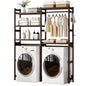Cozivolife Over The Washer and Dryer Storage Shelf Bamboo,5 Tiers Laundry Room Drying Rack with Adjustable Shelves and 4 Hooks,Space Saver Organizer for Hanging Clothes and Towels (Brown) - color: Brown