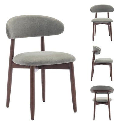 COLAMY Mid-Century Modern Wooden Dining Chair Set of 4, Indoor Upholstered Kitchen Chairs with 2.6" Cozy Padded Seat, Walnut Finish Side Dining Chair, [Green] - color: Green, size: 4 Chairs