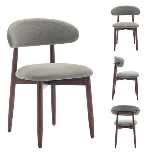 COLAMY Mid-Century Modern Wooden Dining Chair Set of 6, Indoor Upholstered Kitchen Chairs with 2.6" Cozy Padded Seat, Walnut Finish Side Dining Chair, [Green] - color: Green, size: 6 Chairs
