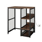 METYERRY Kitchen Bakers Rack with Power Outlet, Microwave Stand with Drawer, Mini Fridge Stand with Adjustable Shelves,Mini Fridge Cabinet Suitable for Dining Room, Dorm,Home, Rustic Brown - color: Rustic Brown