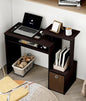 Small Computer Desk for Bedroom, Home Office Desk with Drawers Storage Shelves for Living Room Study Bedroom, Dark Walnut/Brown - color: Dark Walnut