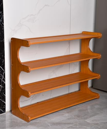 Shoe Rack Bamboo Stackable Freestanding Wooden Shoe Storage Storage Rack Suitable for Narrow entryways,Closets,garages, and Dorm Rooms (Light Brown, 4 Tier (27.56 in)) - size: 4 Tier (27.56 in)
