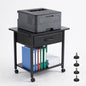 22" x 15" Under Desk Rolling Printer Stand, 2-Tier Industrial Mobile Printer Table with Strong Fabric Drawer, Storage Shelf, Steel Frame and Lockable Wheels, Printer Cart for Home Office (Black) - color: Black
