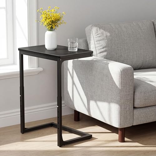 5-Level Adjustable C Side Table - End Table Living Room Bedroom Indoor Small C Shaped Couch Tray Desk, Black - color: Black