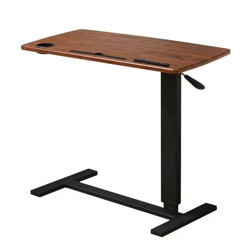 Over Bed Table Pneumatic Adjustable Height Stand Desk with Hidden Casters Foldable Mobile Laptop Computer Standing Desk with USB Ports Pad