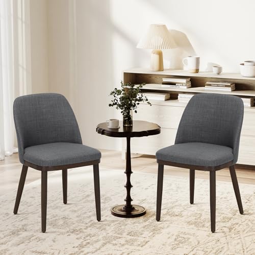 COLAMY Upholstered Dining Chairs Set of 2, Modern Kitchen Chairs with Back, Fabric Side Chair with Wood Legs for Dining Room Restaurant, Light Grey - color: Light Grey, size: Set of 2