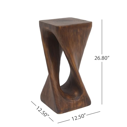 Merax Twist Shape MGO Accent Side Table, Unique Modern End Table with Wide Pedestal & Tabletop, Small Drink Tables for Living Room, Bedroom Night Stand Bedside Table, No Assembly Required, Brown - color: Brown, size: Twist Shaped