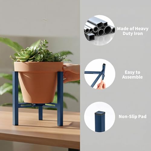 Adjustable Desktop Plant Stand Indoor, Metal Plant Shelf Fits 5.1-7.45" Pots for Succulents, Bonsai & Office (Without Pots) - color: Blue