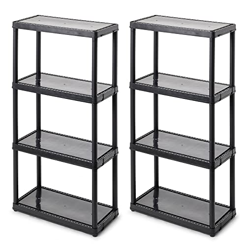 Gracious Living 4 Shelf Fixed Height Solid Light Duty Storage Unit 12 x 24 x 48 for Home, Garage, Basement, & Laundry, Black (2 Pack) - color: 4 Shelf - Black, size: 2 Pack