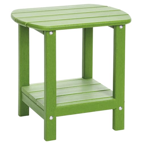 Outdoor Side Table 2 -Tier Adirondack Table HDPE Patio Side Table Weather Resistant End Table Small Outdoor Table (Lime) - color: Lime